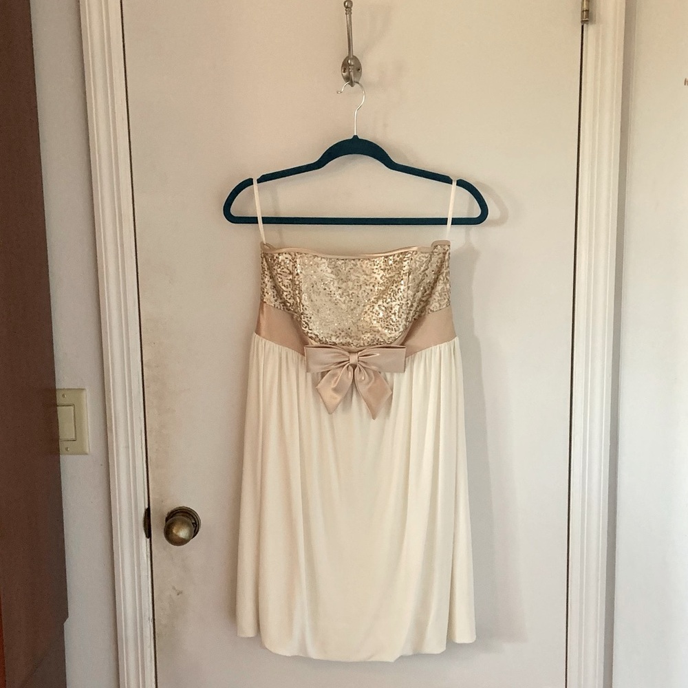 Gold Strapless Cocktail Dress